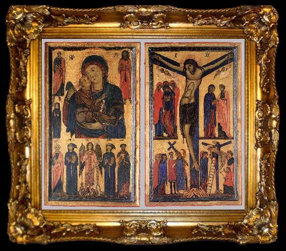 framed  BERLINGHIERI, Bonaventura Madonna and Child with Saints and Crucifixion, ta009-2